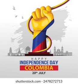 happy Independence day Colombia July 20 greetings. abstract vector illustration design.