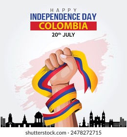 happy Independence day Colombia July 20 greetings. abstract vector illustration design.