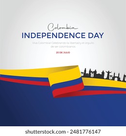 Feliz Día de la Independencia Colombia 20 de julio saludos. diseño abstracto de la Ilustración vectorial. Plantilla para póster, Anuncio, publicidad, tarjeta de felicitación o elemento de diseño de impresión.