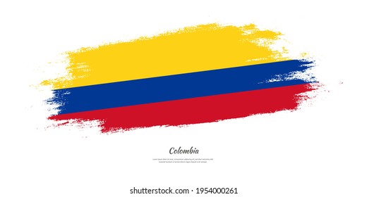 Happy independence day of Colombia with national flag on artistic stain brush stroke background
