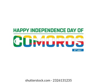 Happy Independence Day of Comoros, Independence Day of Comoros, Comoros Independence Day, Comoros, simple, clean, Flag, 6 July, National Day, Independence, Typographic design, Typography, Wallpaper