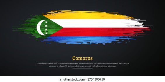 Happy independence day of Comoros with watercolor grunge brush flag background