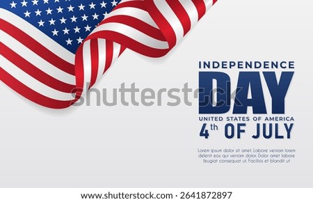 Happy Independence day concept, July 4th, American flag on white background