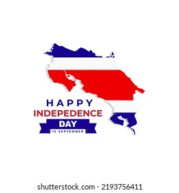 Happy Independence Day Costa Rica Vector Illustration Design Template with country map and costa rica flag logo