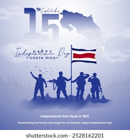 Happy Independence Day of Costa Rica Social Media Beitrag kostenlose Vorlage