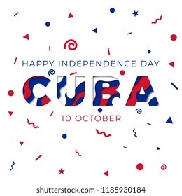 happy independence day of cuba banner design layout with paper cut colorful layered text. vector illustration for greeting cards, posters, invitations, brochures