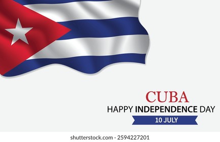 Happy Independence Day Cuba. May 20th. Celebrating Cuba Freedom, National Pride, and Heritage. Waving Cuban flag and lettering text design. Vector illustration.