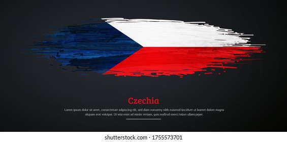 Happy independence day of Czechia with watercolor grunge brush flag background
