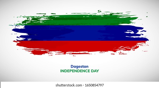 Happy independence day of Dagestan. Brush flag of Dagestan vector illustration. Abstract watercolor concept of national brush flag background. Brush stroke background.