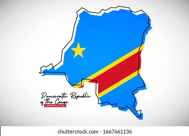 Happy independence day of Democratic Republic of the Congo. Abstract national country map with Democratic Republic of the Congo flag vector illustration.