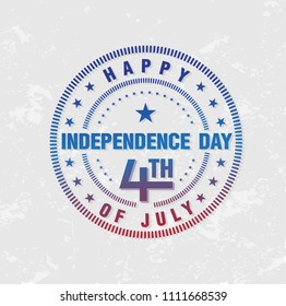 Happy Independence Day design. Hand drawn lettering.  July 4th typographic design. For greeting cards, banners, invitation, print design. Vector illustration.