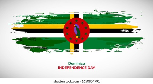 Happy independence day of Dominica. Brush flag of Dominica vector illustration. Abstract watercolor concept of national brush flag background. Brush stroke background.