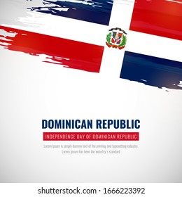 Happy independence day of Dominican Republic with brush style watercolor country flag background