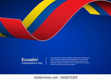 Happy independence day of Ecuador. Greeting patriotic nation vector illustration of Ecuador. Creative Ecuador waving flag banner background.