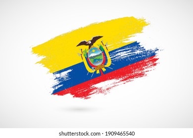 Happy independence day of Ecuador with vintage style brush flag background