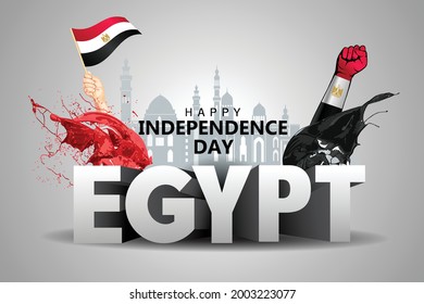 happy independence day Egypt greetings. vector illustration design