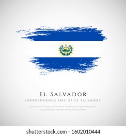 Happy independence day of El Salvador, abstract brush flag vector