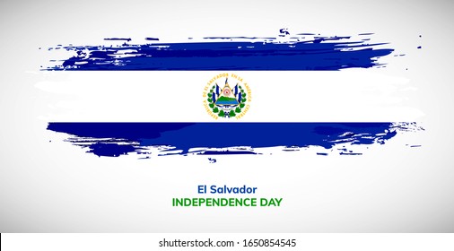 Happy independence day of El Salvador. Brush flag of El Salvador vector illustration. Abstract watercolor concept of national brush flag background. Brush stroke background.