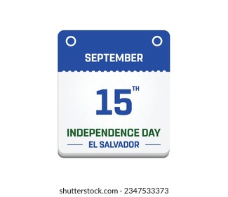 Happy Independence day, El Salvador Independence day, El Salvador, El Salvador Calender, 15 September, 15th September, Independence day, National Day, Calender Vector Typographic Design Typography Eps