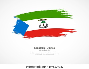 Happy independence day of Equatorial Guinea with national flag on grunge texture