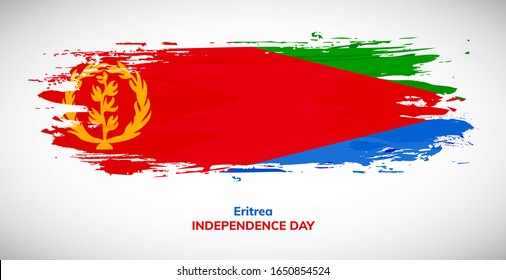 Happy independence day of Eritrea. Brush flag of Eritrea vector illustration. Abstract watercolor concept of national brush flag background. Brush stroke background.