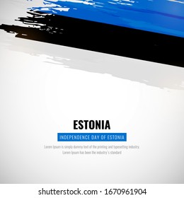 Happy independence day of Estonia with brush style watercolor country flag background