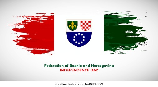 Happy independence day of Federation of Bosnia and Herzegovina. Brush flag vector illustration. Abstract watercolor concept of national brush flag background. Brush stroke background.