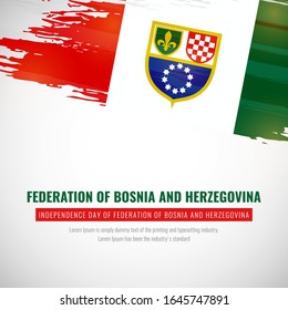 Happy independence day of Federation of Bosnia and Herzegovina with brush style watercolor country flag background