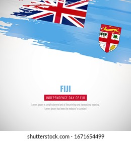 Happy independence day of Fiji with brush style watercolor country flag background