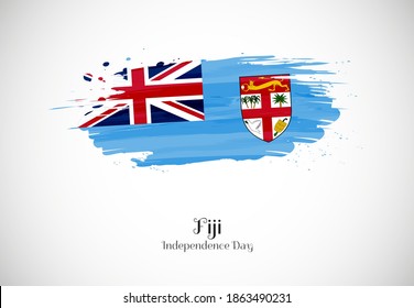 Happy independence day of Fiji with creative brush flag background