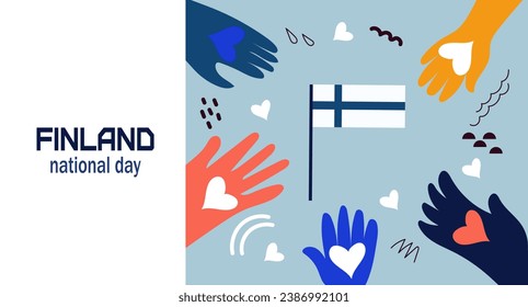 Happy independence day Finland  background  design  celebrating poster modern flat vector illustration