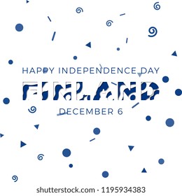 happy independence day of finland banner design layout with paper cut colorful layered text. vector illustration for greeting cards, posters, invitations, brochures