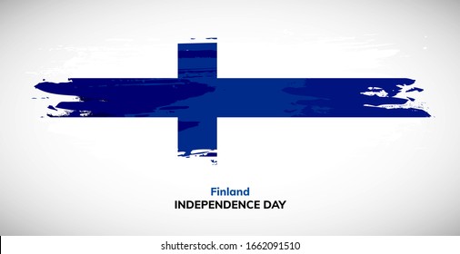 Feliz día de la independencia de Finlandia. Indicador de pincel de la ilustración vectorial de Finlandia. Concepto abstracto de acuarela de fondo nacional de la bandera de la escoba. Fondo del trazo del pincel.