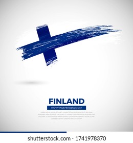 Happy independence day of Finland country. Elegant grunge brush of Finland flag illustration