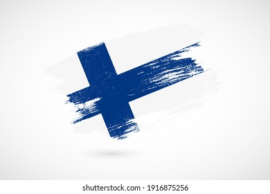 Happy independence day of Finland with vintage style brush flag background