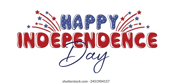 Happy independence day with fireworks. 4th of July, United States independence day. Template design for poster, banner, flyer, greeting card. Vector illustration