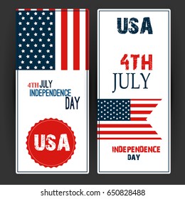 Happy Independence Day flag of USA with text background america holiday vector illustration. USA Independence Day banner in vintage freedom patriotic 4th july style.