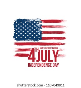 Happy Independence Day. Fourth of july, Independence Day of USA, national holiday. American flag with text isolated on white background. Vector