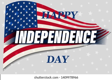 Happy Independence Day Fourth of July, greeting card on a light star background. Vector illustration