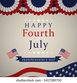 Happy Independence Day - Fourth of July background. Fourth of July design. USA Independence Day banner. Vector illustration.