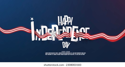 Happy independence day fourth of July USA celebration concept. Independence day white text with USA flag design. Vector illustration.