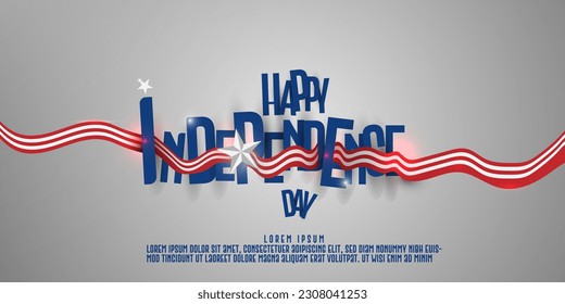 Happy independence day fourth of July USA celebration concept. Independence Day blue text and white background Vector illustration.