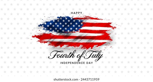 Happy Independence day, Fourth of July background, Happy 4th of July USA Independence Day greeting card. waving american national flag and lettering text design. Vector illustration.