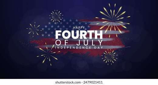 Happy Independence day, Fourth of July background, Happy 4th of July USA Independence Day greeting card. waving american national flag and lettering text design. Vector illustration.