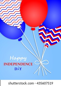 Happy Independence Day France.Vector Illustration. France Independence Day. Greeting Card. Flying Balloons in France National Colors. 14th July Bastille Day of France.