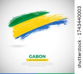 Happy independence day of Gabon country. Abstract grunge brush of Gabon flag illustration