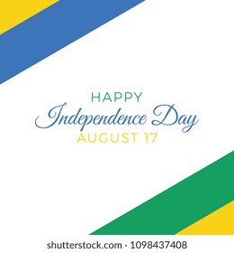 happy independence day of gabon vector layout design with text and national flag on a white background for banner, poster, flyer, presentation