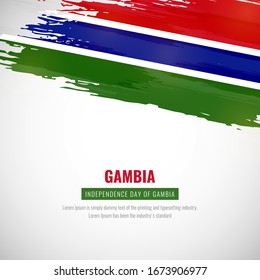 Happy independence day of Gambia with brush style watercolor country flag background
