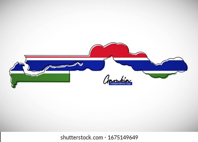 Happy independence day of Gambia. Modern national country map with Gambia flag vector illustration.