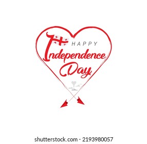 happy independence day of Georgia. Airplane draws cloud from heart. National flag vector illustration on white background. svg